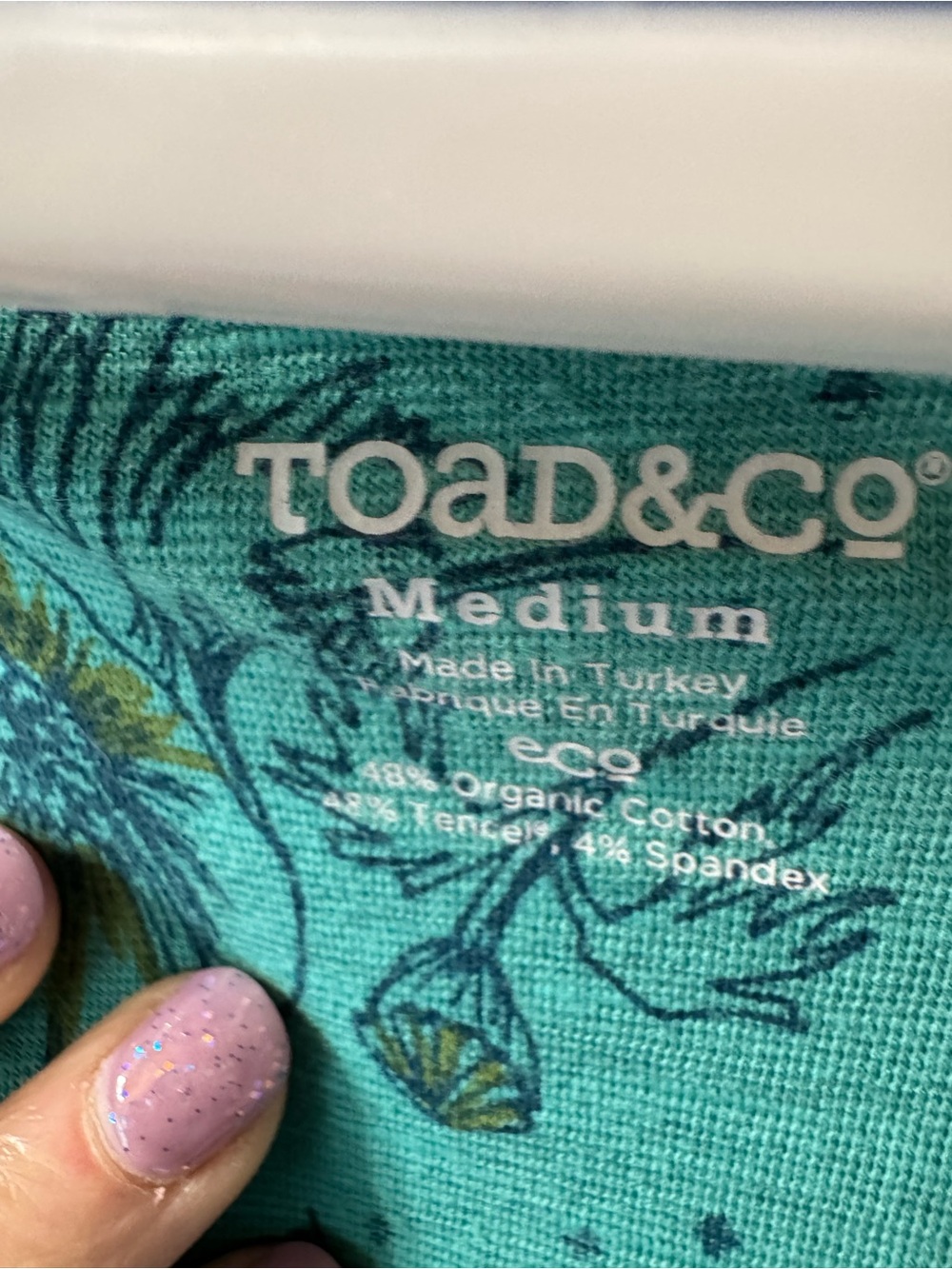 Toad&Co Teal Floral V-Neck Dress - Picture 3 of 4